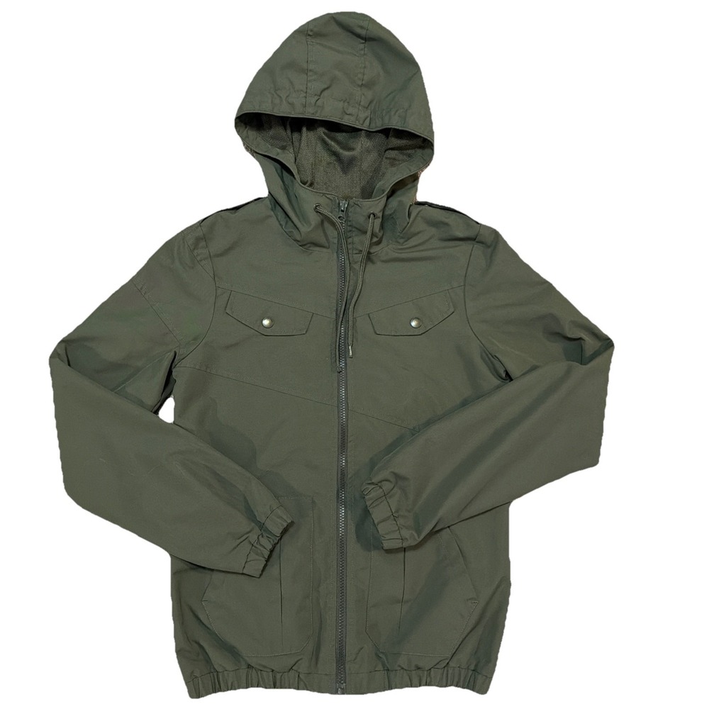 Volcom "Enemy Lines" Jacket Full‎ ZIp Windbreaker Women's XS/8 Green Hooded